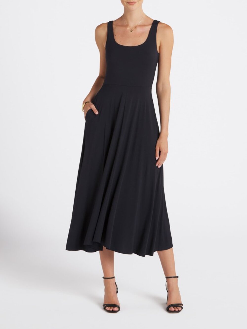 Market & Spruce Ravyn Black Midi Dress - Medium Petite
